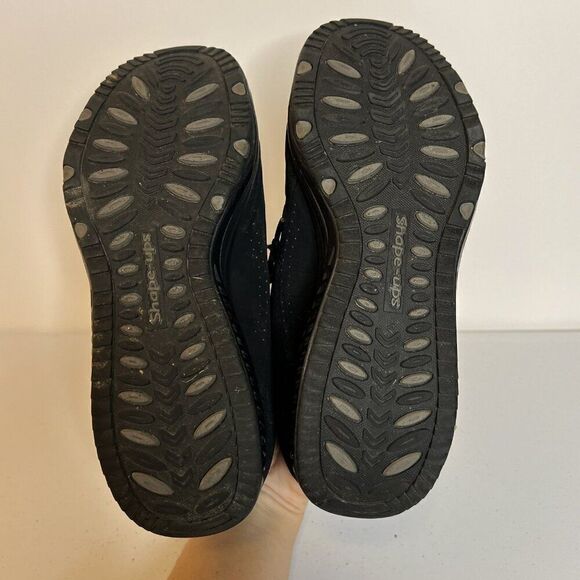 Skechers Shape Up Black Leather Rocker Sole Sneakers - Picture 6 of 7